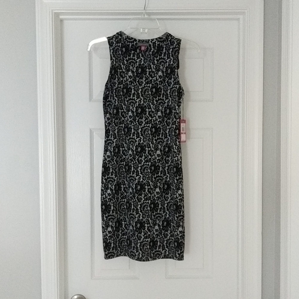 Vince Camuto engineered lace fabric dress
